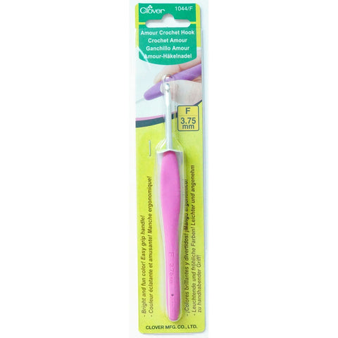 Clover 1044/F Pink Amour Crochet Hook, Size F, 3.75mm