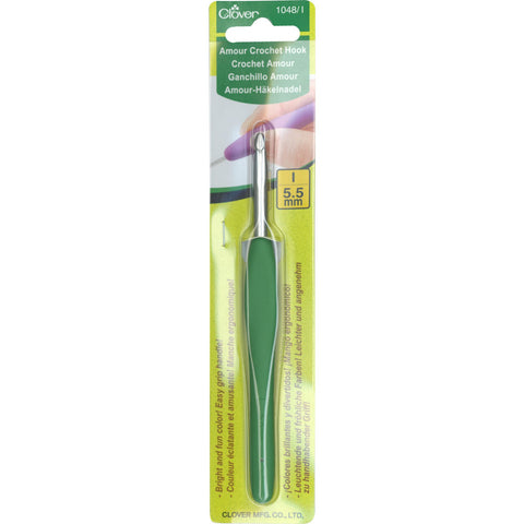 Clover 1048/I Green Amour Crochet Hook, Size I, 5.5mm