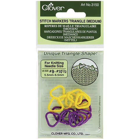 Clover 3150 Triangle Stitch Markers Medium-Sizes 9-10-1/2 2 Colors 16/Pkg