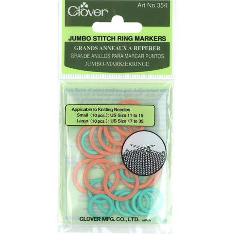 Clover Jumbo Stitch Marker Rings, 20-Pack