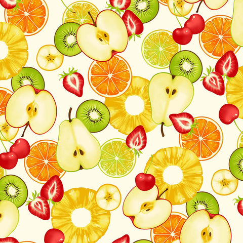 Fruits on White - Cosmo Japan Cotton Oxford Fabric