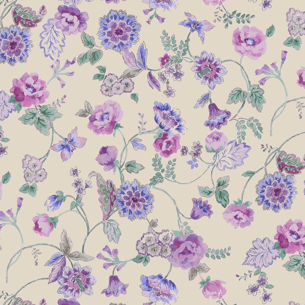 Lavender & Lilac Floral - Cosmo Japan Cotton/ Linen Sheeting Fabric