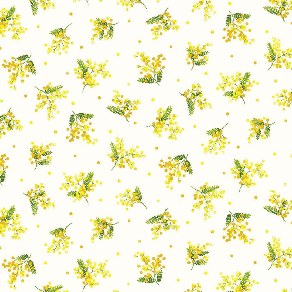 Yellow Floral Bunches - Yoihana - Cosmo Cotton Broadcloth Fabric