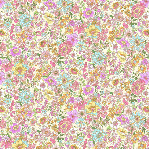 Pink, Lilac & Orange Floral - Yoihana - Cosmo Cotton Broadcloth Fabric