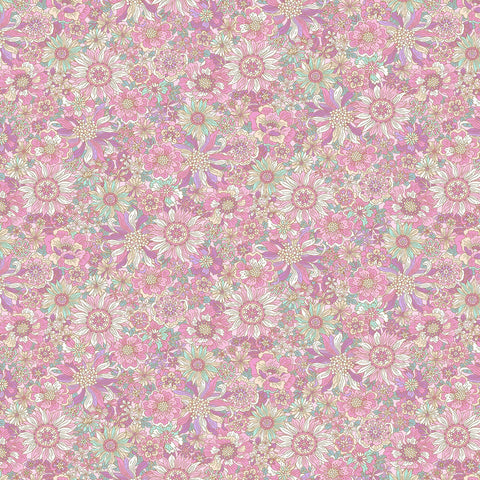 Pink Floral - Yoihana - Cosmo Cotton Broadcloth Fabric