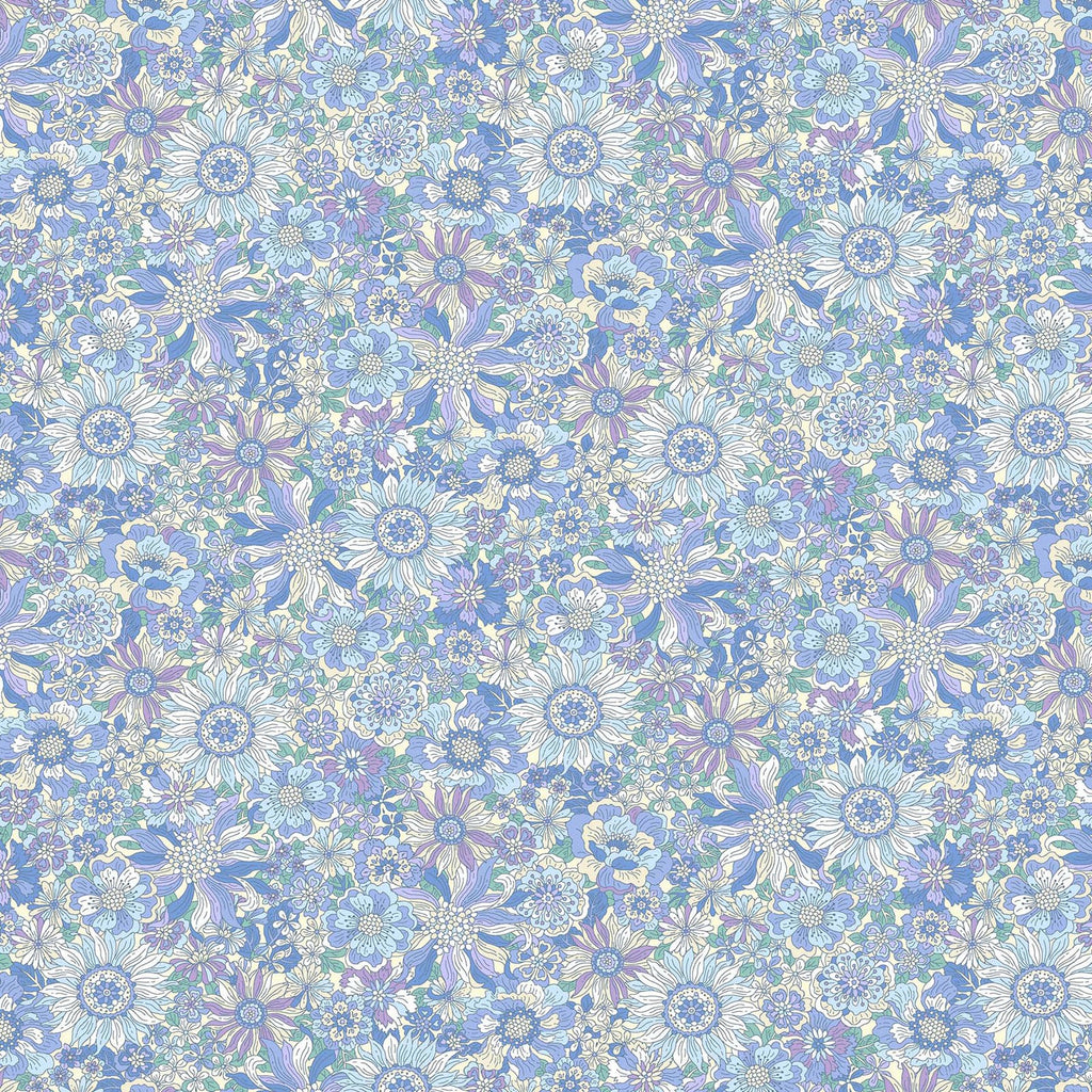 Blue Floral - Yoihana - Cosmo Cotton Broadcloth Fabric