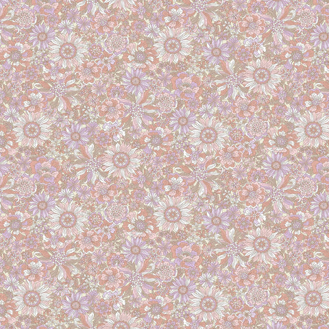 Peach & Lavender Floral - Yoihana - Cosmo Cotton Broadcloth Fabric