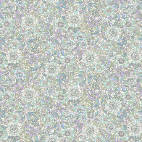 Mint & Lavender Floral - Yoihana - Cosmo Cotton Broadcloth Fabric