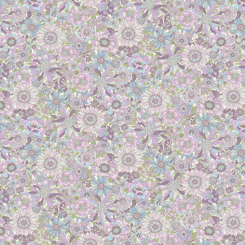 Blue & Lavender Floral - Yoihana - Cosmo Cotton Broadcloth Fabric