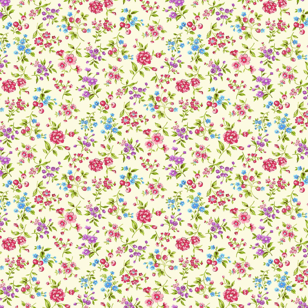 Berry Floral - Yoihana - Cosmo Cotton Broadcloth Fabric