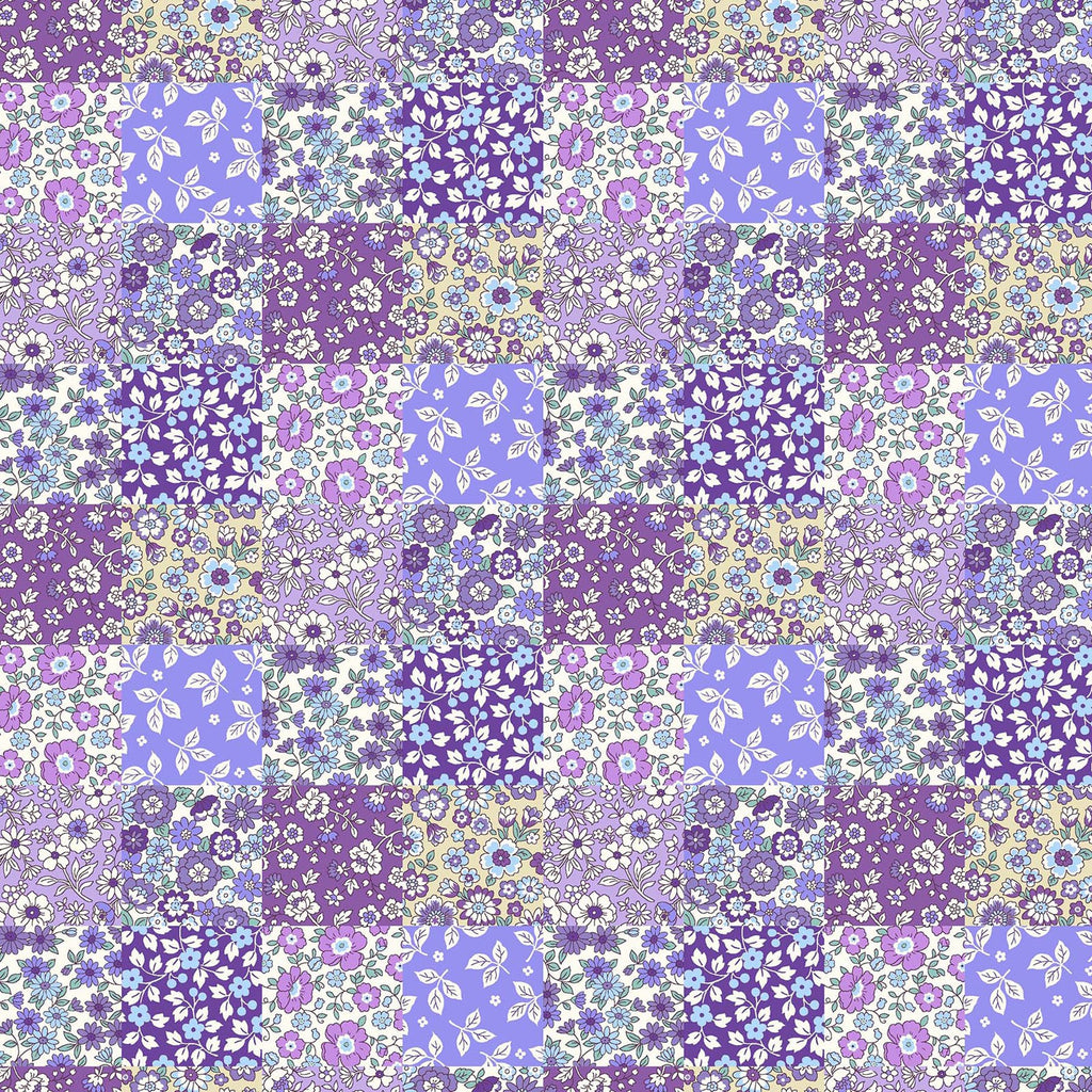 Lavender Purple Patchwork Floral - Yoihana - Cosmo Cotton Broadcloth Fabric