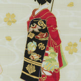 Maiko II Geisha on White - Cosmo Japan Cotton Satin Fabric