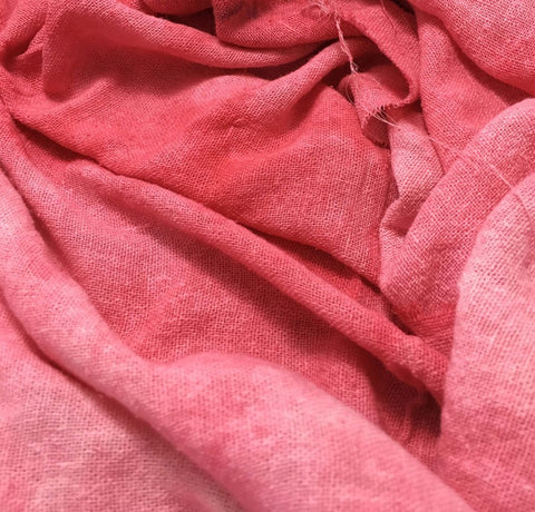 Coral Pink - Hand Dyed Poplin Gauze Silk Noil