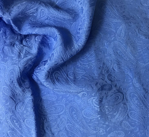 Cornflower Blue Paisley - Hand Dyed Silk Jacquard