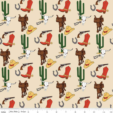 Cowboy Country Gear Cream - Riley Blake Cotton Fabric
