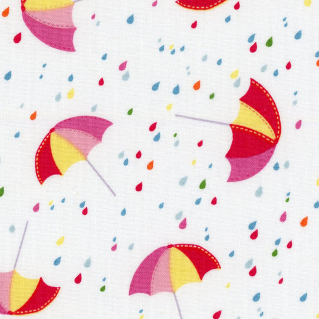 Crafty Cottons Bright Umbrellas Red/Multi - EESCO Cotton Fabric