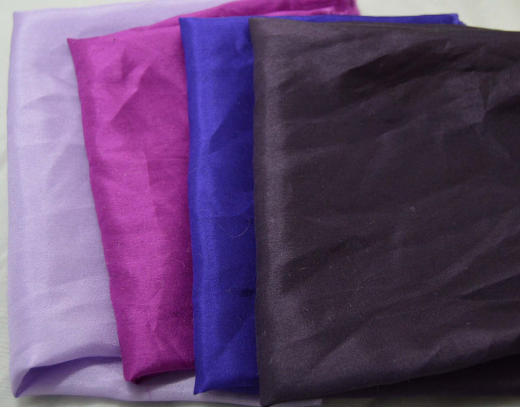 China Silk Habotai Fabric Set - 4 Purples 1/4 Yard x 45" Each