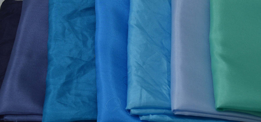 China Silk Habotai Fabric Set - 7 Blues 1/4 Yard x 45" Each