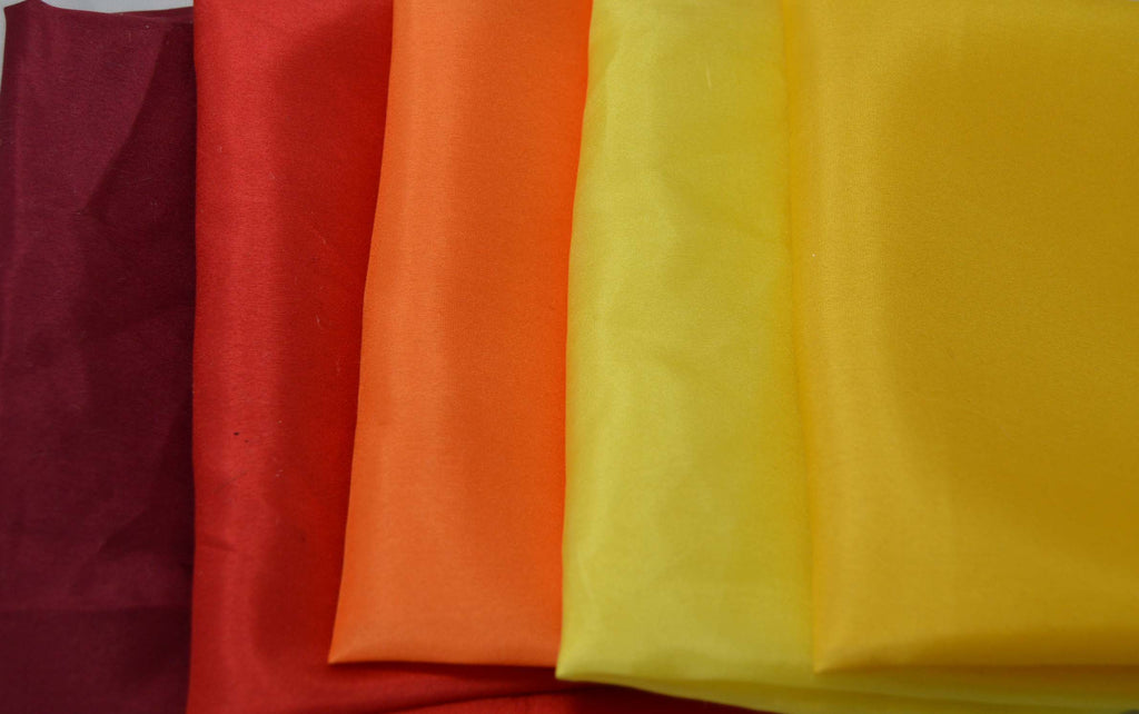 China Silk Habotai Fabric Set - 5 Autumn Colors 1/4 Yard x 45" Each