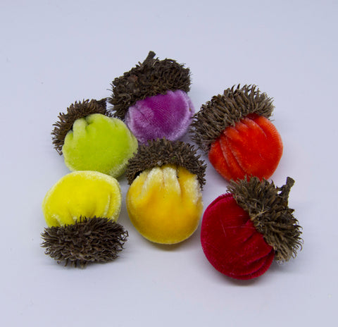Silk Velvet Acorns - Bright Colors (6 Acorns)