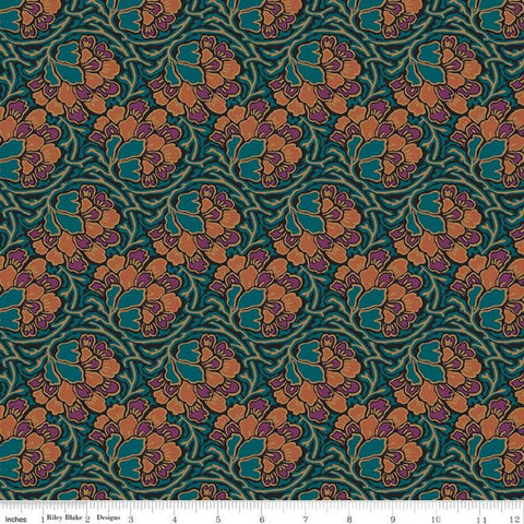 Dianthus Dreams Dark Green The Hesketh House Collection - Liberty of London Cotton Fabric