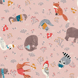 Dreaming of Snow - Animals Pink - Clothworks Cotton Fabric