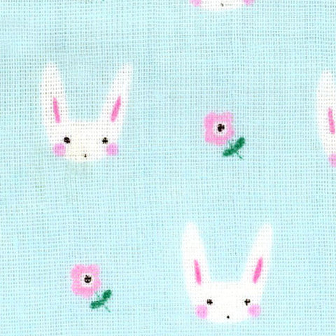 Bunnies on Blue - Creator's Room Japan Cotton Double Gauze Fabric