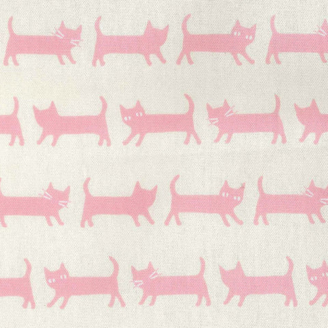 Pink Cats on White - EESCO Cotton Oxford Fabric