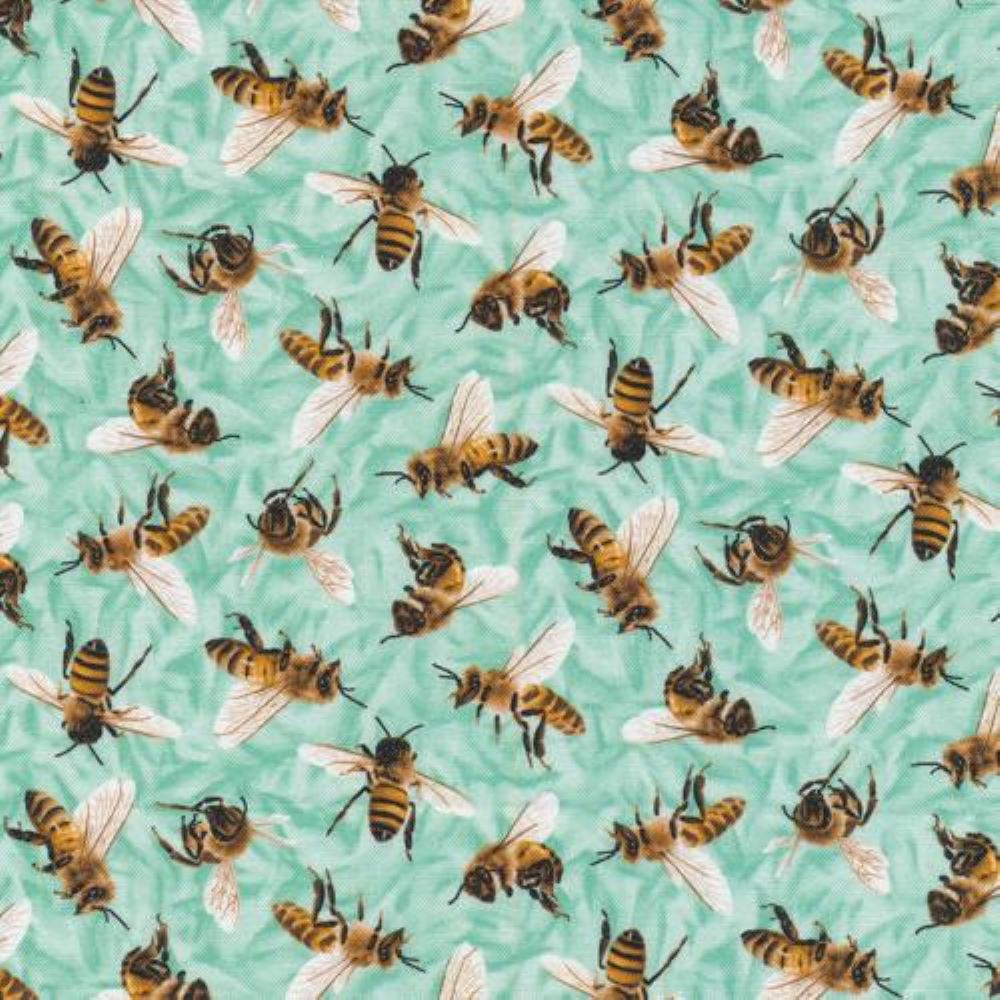 Frolicking Fields Bees Light Green- Paintbrush Studio Cotton Fabrics