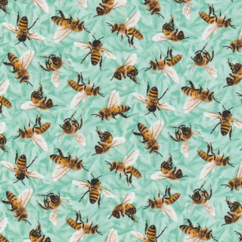 Frolicking Fields Bees Light Green- Paintbrush Studio Cotton Fabrics