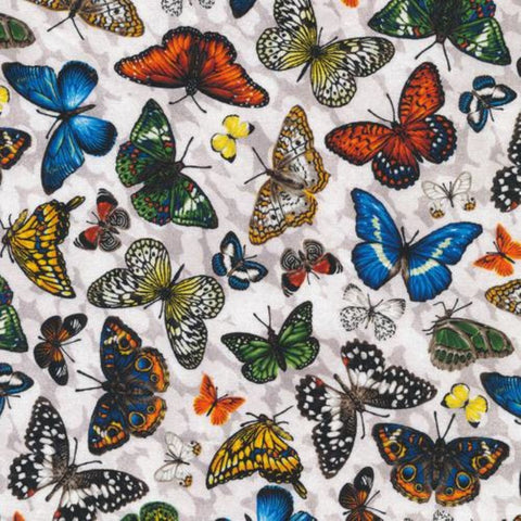 Frolicking Fields Butterflies White- Paintbrush Studio Cotton Fabrics