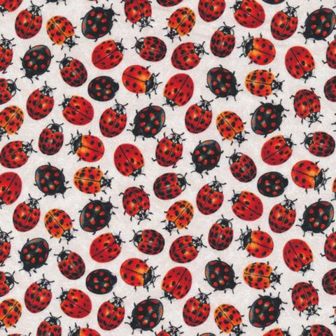 Frolicking Fields Ladybugs White- Paintbrush Studio Cotton Fabrics