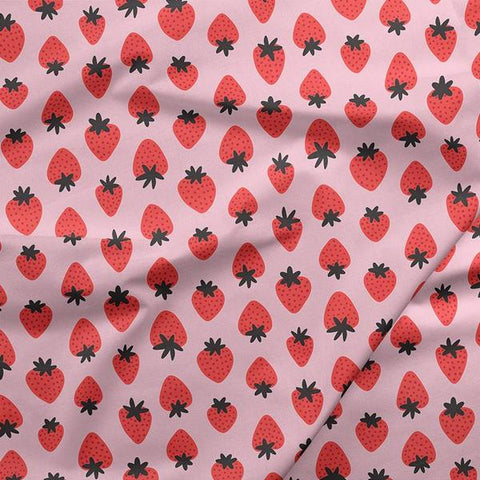 Fruity Strawberries Light Pink/Red- Paintbrush Studio Cotton Fabrics