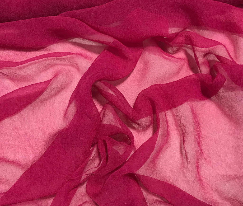 Fuchsia Pink - 3mm Hand Dyed Silk Gauze Chiffon