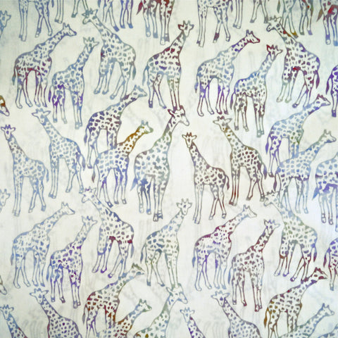 Giraffes Whisper White Latte - Batik by Mirah Cotton Fabric