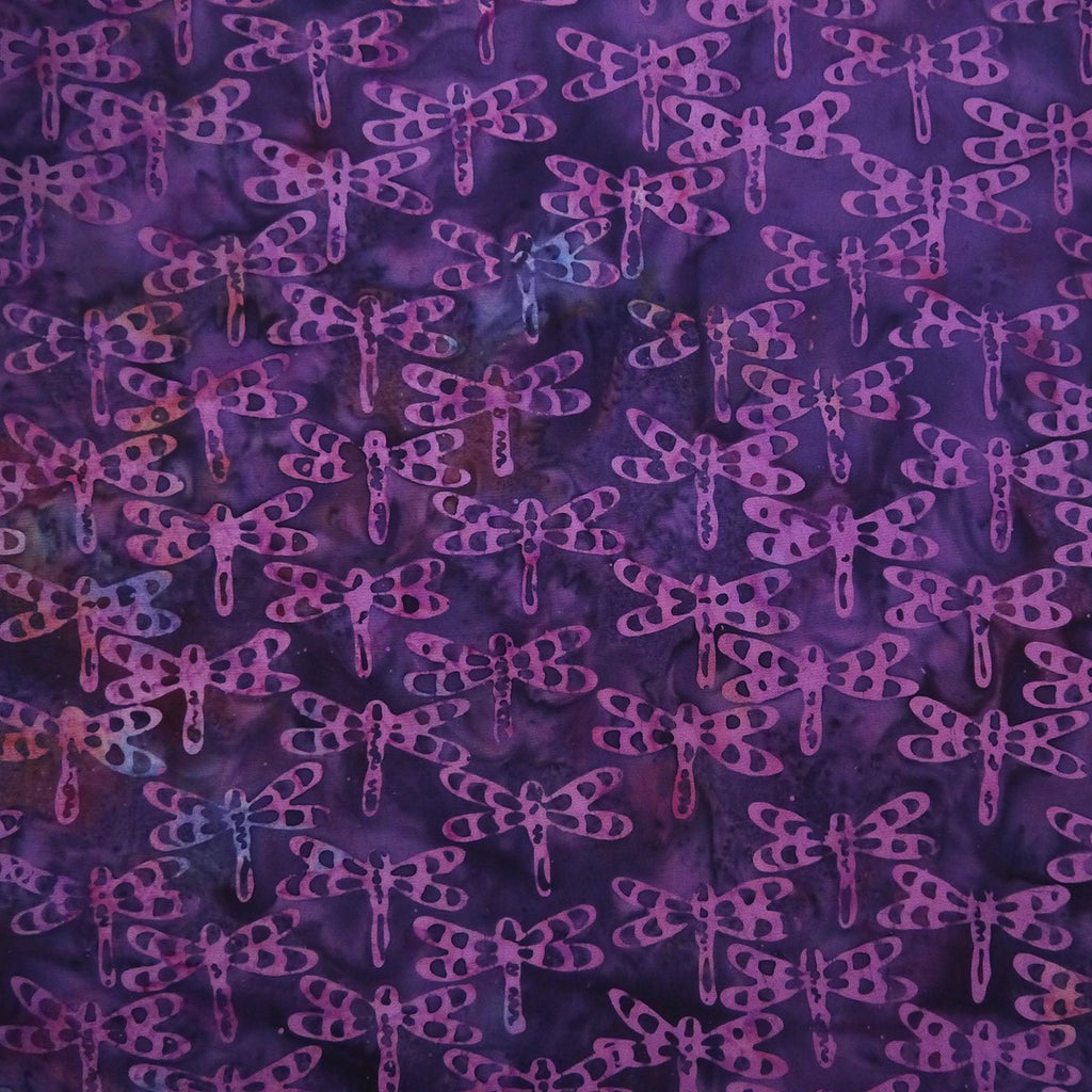 Gondiya Purple Dragonflies - Metamorphosis - Batik by Mirah Cotton Fabric