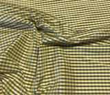 Gold & Gray Gingham Check - Silk Taffeta Fabric