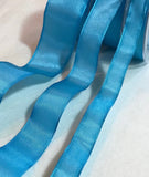 Turquoise Blue Wired Taffeta Ribbon - Made in France (3 Widths to choose from)