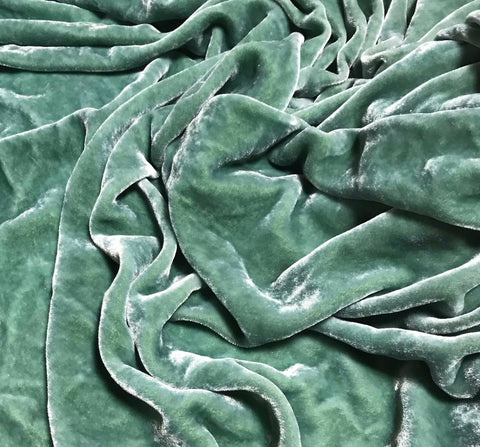 Sage Green  - Hand Dyed Silk Velvet