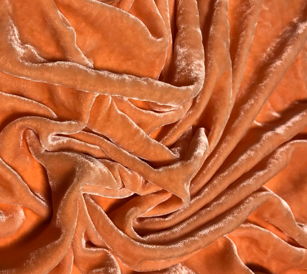 Persimmon Orange - Hand Dyed Silk Velvet 9"x30"