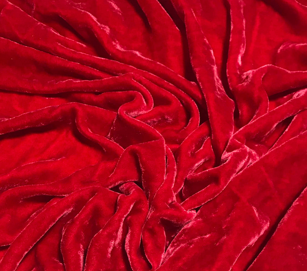 Poinsettia Red - Hand Dyed Silk Velvet