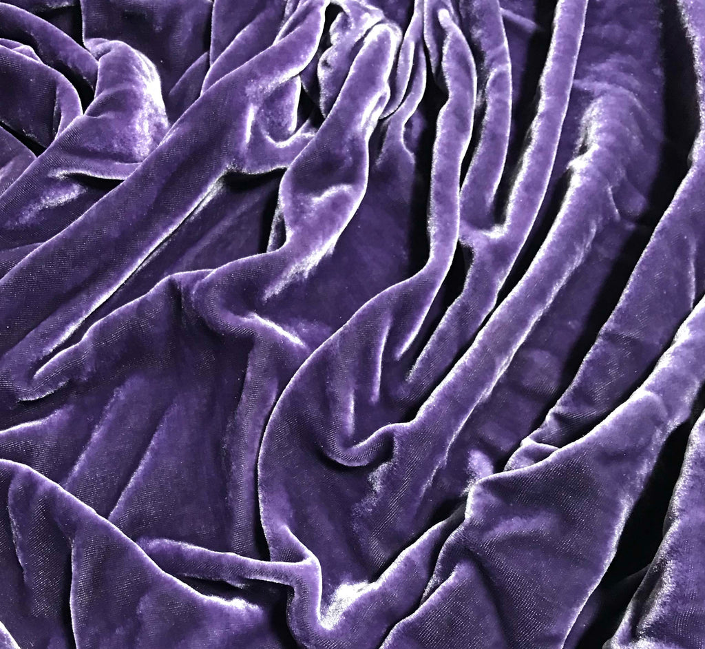 Purple - Hand Dyed Silk Velvet 5"x42" Remnant