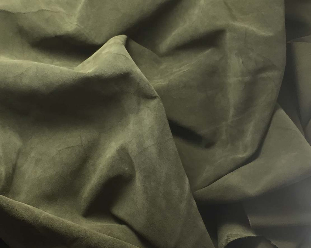 Olive Green - Suede Lambskin Leather