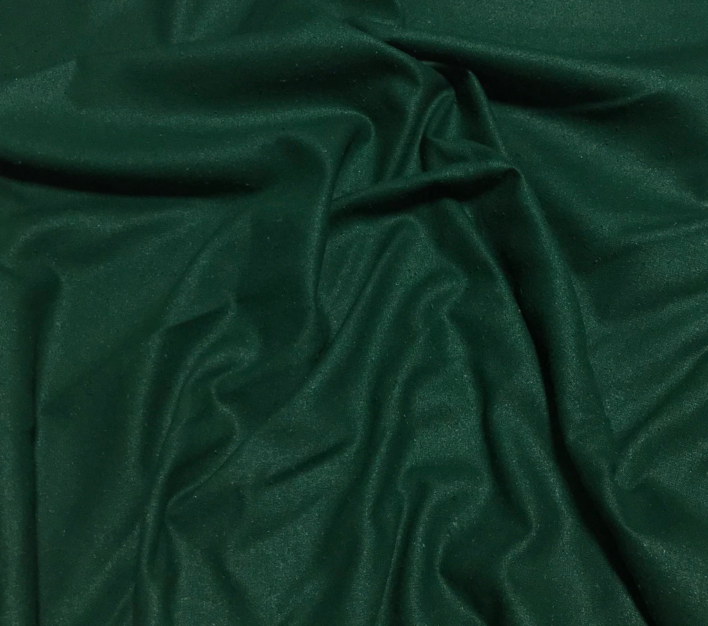 Dark Green - Raw Silk Noil Fabric