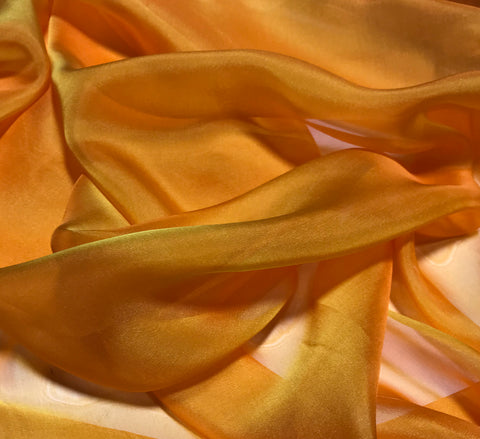 Golden Orange - Iridescent Silk Chiffon