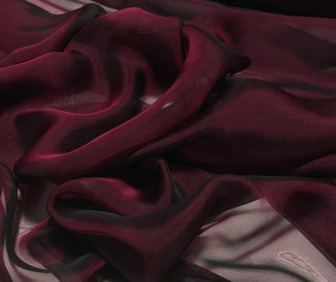 Smoky Cranberry Red - Iridescent Silk Chiffon