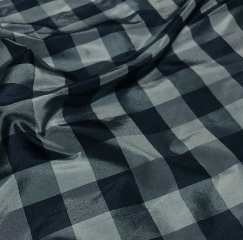 Blue Check - Silk Taffeta Fabric