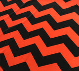 Rust & Black Chevron - Polyester Peachskin Fabric 2.5 yards x 58” wide