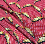 Red Polka Dot with Feathers - Crepe de Chine Fabric