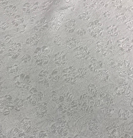 White Floral - Silk Matelasse Fabric